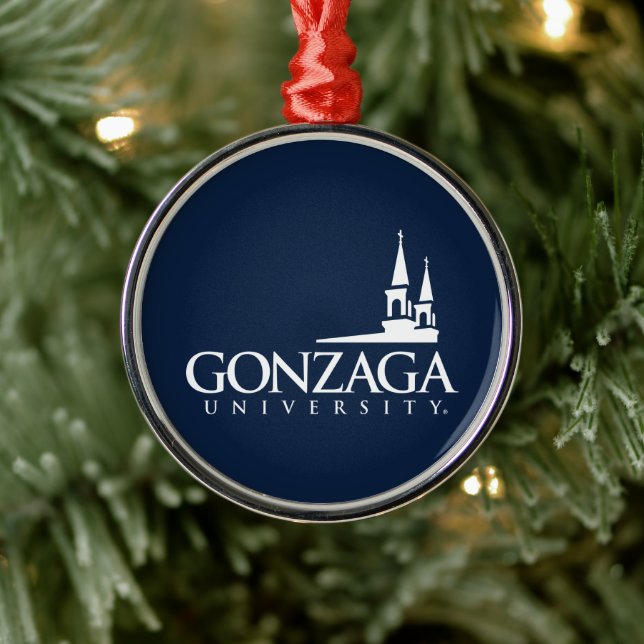 Gonzaga University Logo with Church Steeples Metal Ornament (Tree)