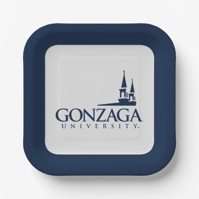 Gonzaga University Logo with Church Steeples Paper Plates (Front)