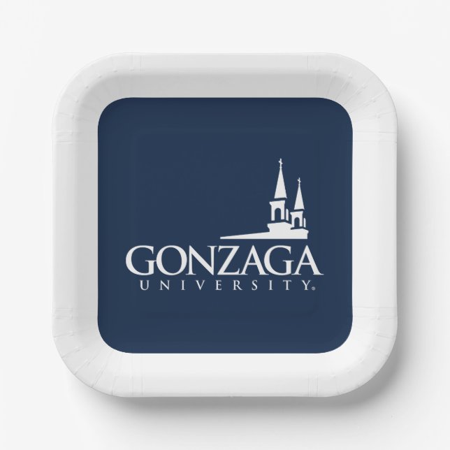 Gonzaga University Logo with Church Steeples Paper Plates (Front)