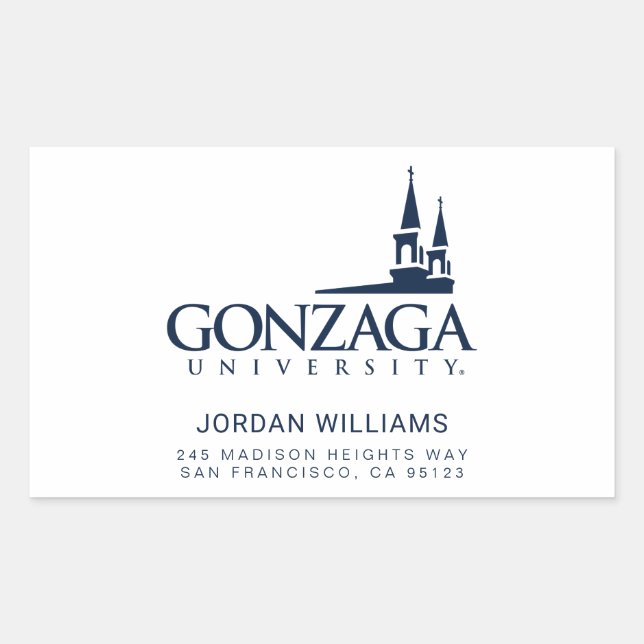 Gonzaga University Logo with Church Steeples Rectangular Sticker (Front)