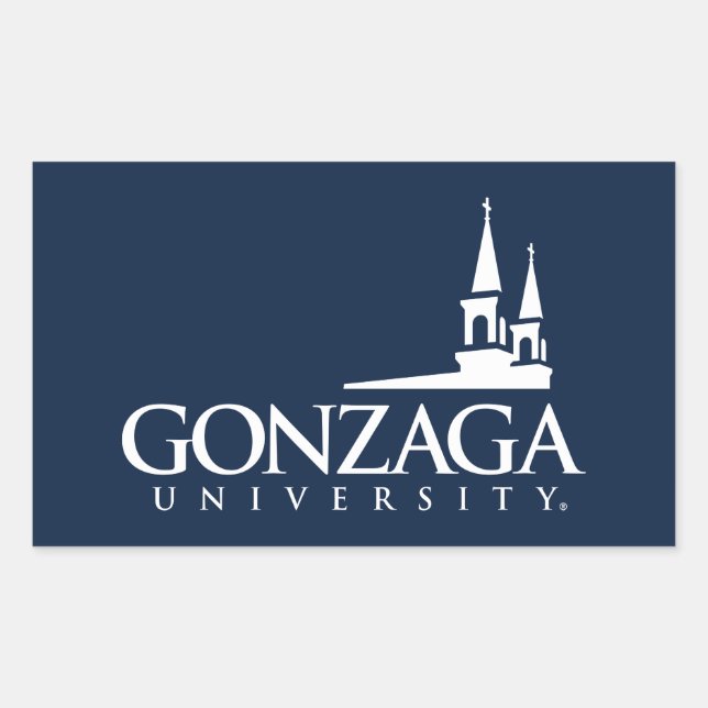 Gonzaga University Logo with Church Steeples Rectangular Sticker (Front)