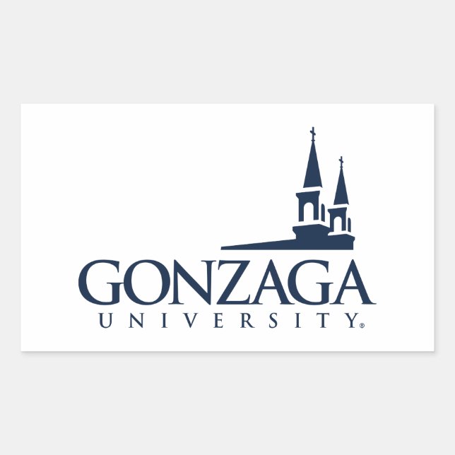 Gonzaga University Logo with Church Steeples Rectangular Sticker (Front)