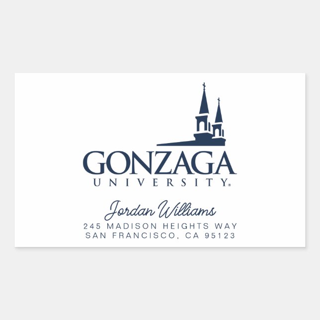 Gonzaga University Logo with Church Steeples Rectangular Sticker (Front)