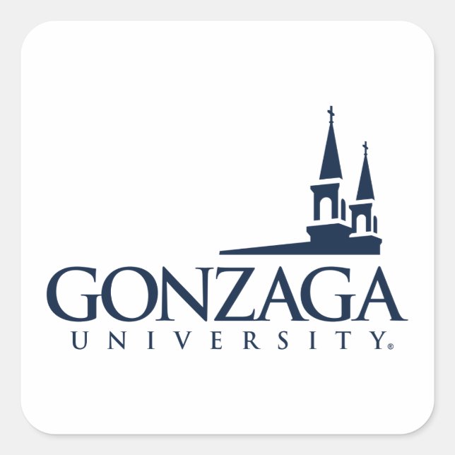 Gonzaga University Logo with Church Steeples Square Sticker (Front)