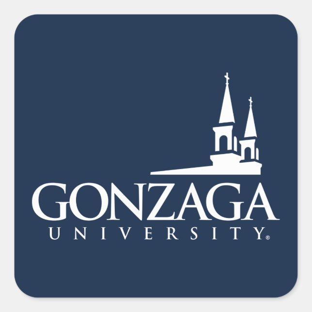 Gonzaga University Logo with Church Steeples Square Sticker (Front)