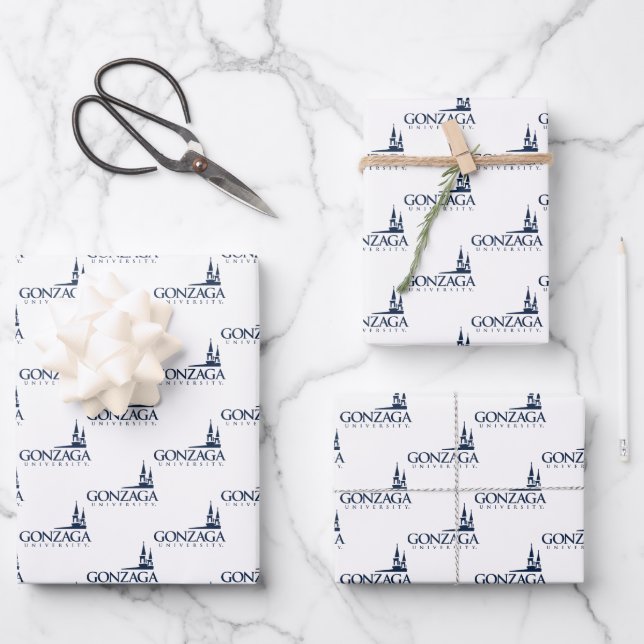 Gonzaga University Logo with Church Steeples Wrapping Paper Sheets (Front)