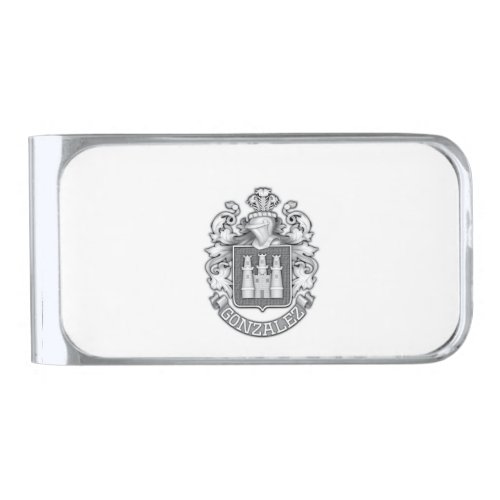  Gonzalez Family Crest   Silver Finish Money Clip