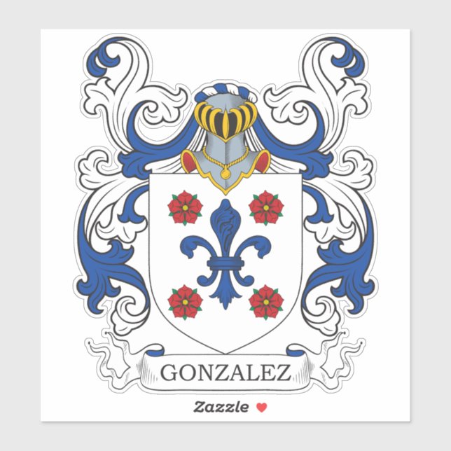 Gonzalez Family Crest Sticker (Sheet)