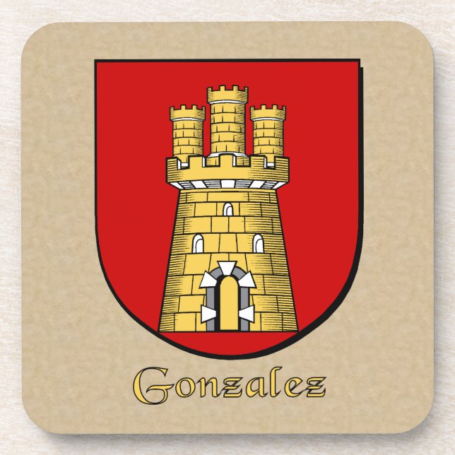 Gonzalez Family Shield Drink Coaster (Front)