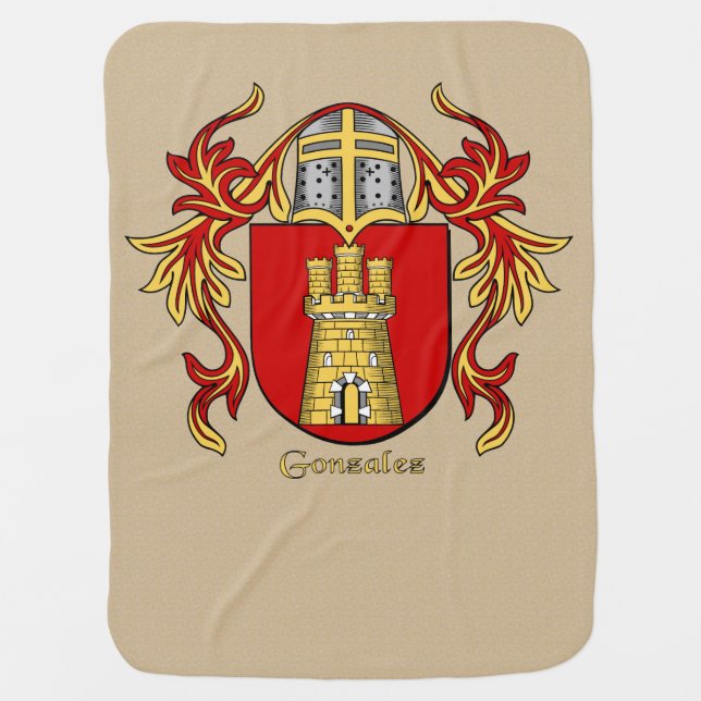 Gonzalez Heraldic Shield and Mantling Stroller Blanket (Front)
