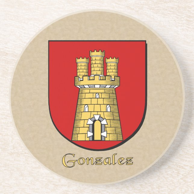 Gonzalez Heraldic Shield Sandstone Coaster (Front)