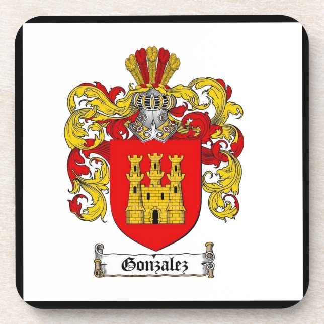 Gonzalez [Spanish] Family Crest Beverage Coaster (Front)