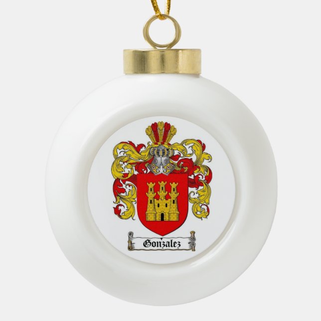  Gonzalez  Spanish Family Crest  Ceramic Ball Christmas Ornament (Front)