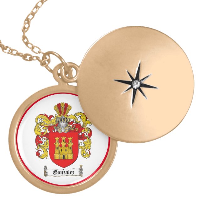 Gonzalez [Spanish] Family Crest *  Locket Necklace (Front)