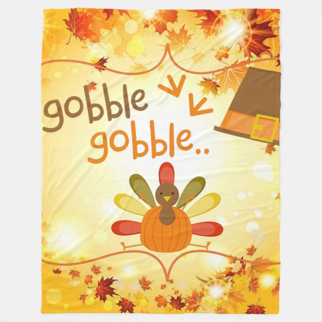 Gooble Gooble Turkey Fleece Blanket (Front)