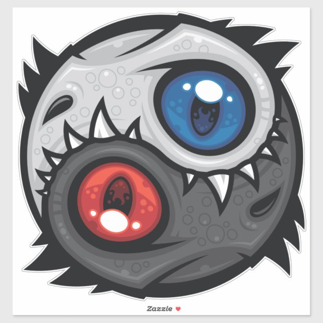 Good and Evil Dragon Yin Yang Sticker (Sheet)