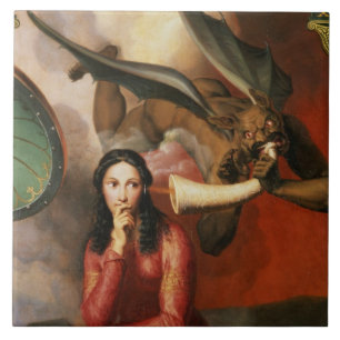 Good and Evil: the Devil Tempting a Young Woman, 1 Ceramic Tile