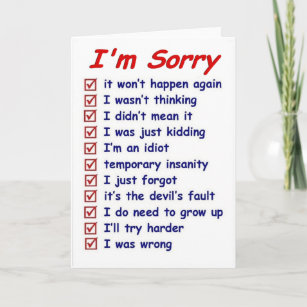Funny Apology Cards & Templates | Zazzle