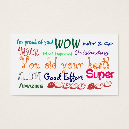 Good behavior, good effort award recognition card (Front)