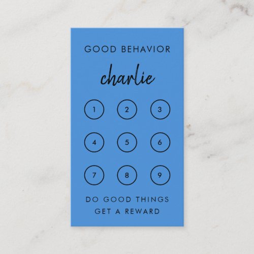 Good Behavior  Modern Blue Kids Reward Punch Card