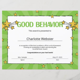 Good Behavior Student Recognition Certificates
