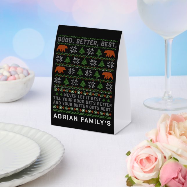 Good Better Best Never Let It Rest Christmas Quote Paper Table Tent (Insitu(Wedding))