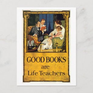 Good Books Are Life Teachers Vintage Reading Postcard