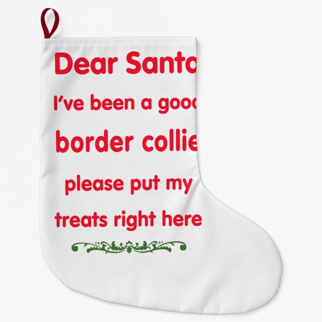 good Border Collie Large Christmas Stocking (Front)