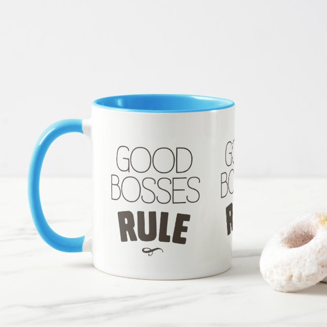 Good Bosses Rule – Dark Brown Type Mug (With Donut)