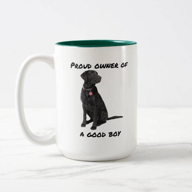 Good Boy Black Lab Two-Tone Coffee Mug (Left)
