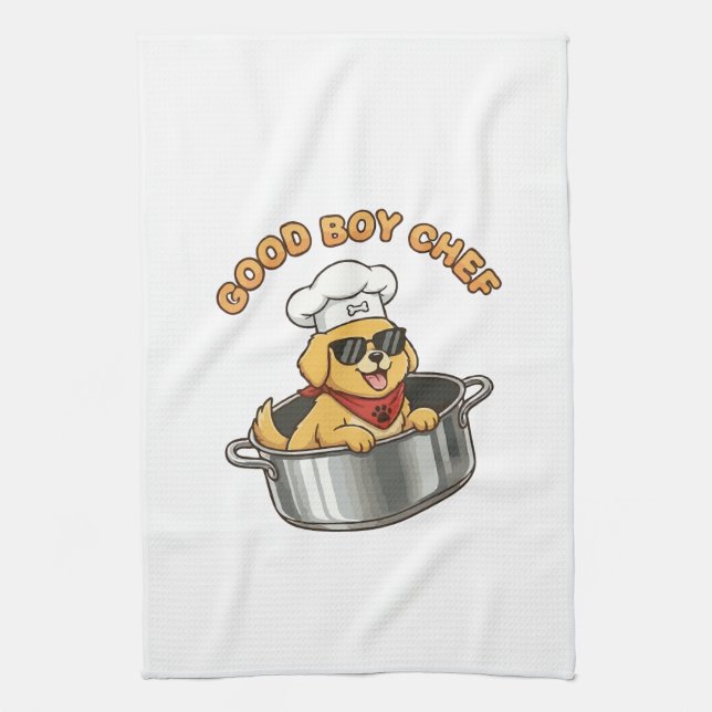 Good Boy Chef Cooking Dog Kitchen Towel (Vertical)