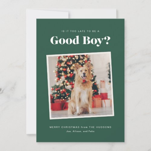 Good Boy Dog Christmas Photo Card