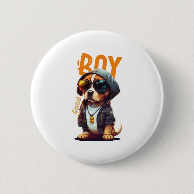 Good Boy Dog Cute Puppy Button (Front)