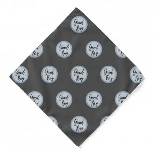 Good boy dog text art polka dots grey modern bandana