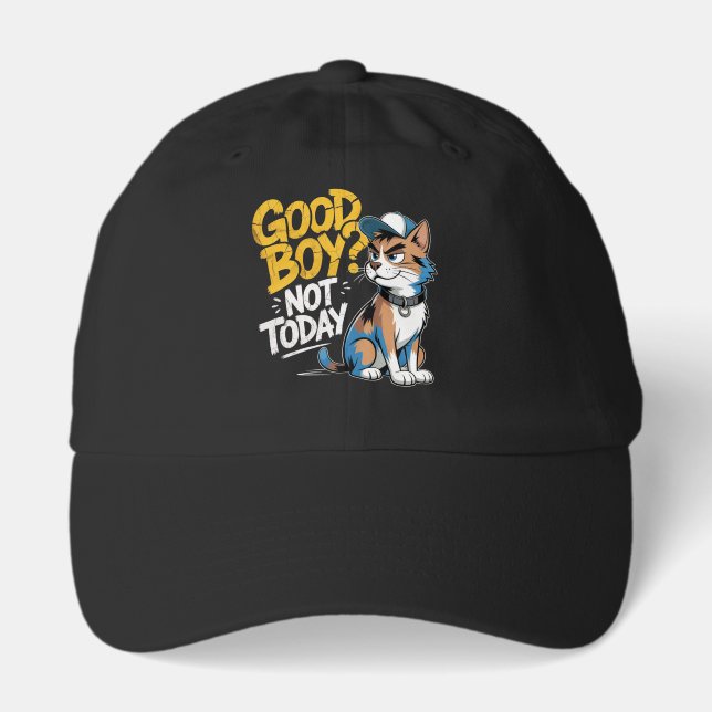 Good Boy Not Today Funny Cat Illustration T-Shirt Hat (Front)