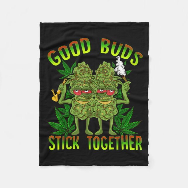 Good Buds Stick Together Couples Fleece Blanket (Front)
