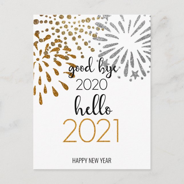 Good Bye 2020 Hello 2021 | Festive Fireworks Holiday Postcard (Front)