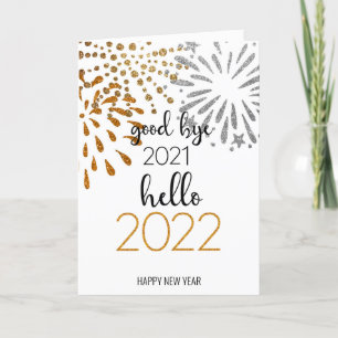 Good Bye 2021 Hello 2022 Festive Fireworks Holiday Card
