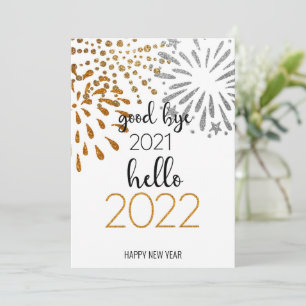 Good Bye 2021 Hello 2022 Festive Fireworks Holiday Card
