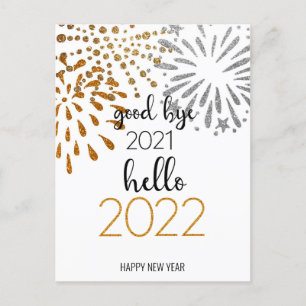 Good Bye 2021 Hello 2022 Festive Fireworks Holiday Postcard