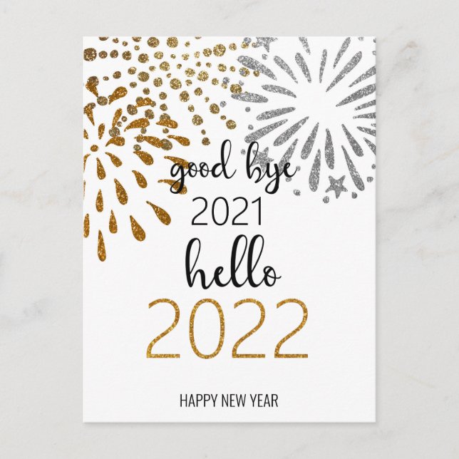 Good Bye 2021 Hello 2022 | New Year Fireworks Holi Holiday Postcard (Front)