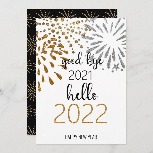 Good Bye 2021 Hello 2022 | New Year Fireworks Holiday Card (Front/Back)