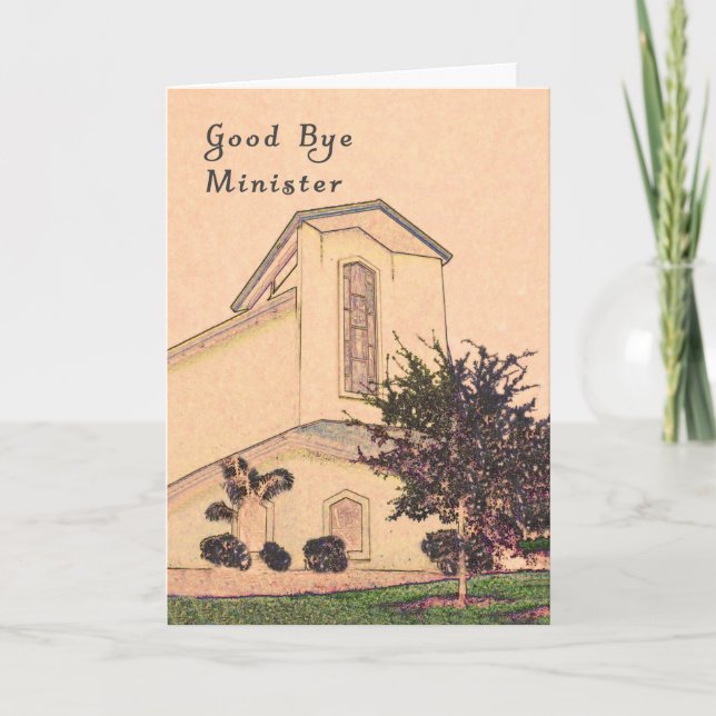 Good Bye Card for Minister with Sepia Church (Front)