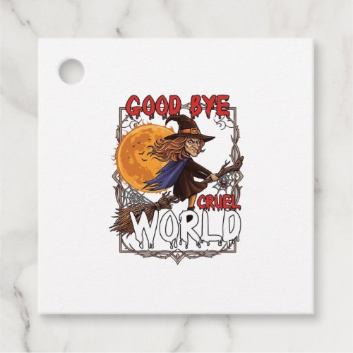 Good Bye Cruel World Witch Halloween Full Moon Spi Favor Tags