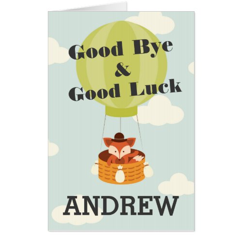 Good Bye  Good Luck Personalized Extra Large Card