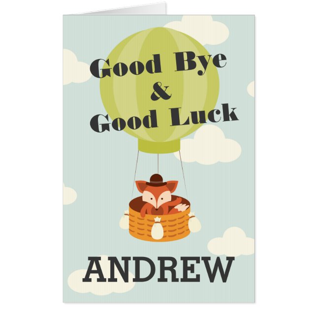 Good Bye & Good Luck Personalized Extra Large Card (Front)