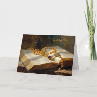 Good Bye Priest Card with Rosary and Book