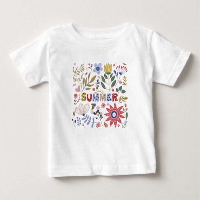 Good bye School, Hello Summer And Flowers Baby T-Shirt (Front)