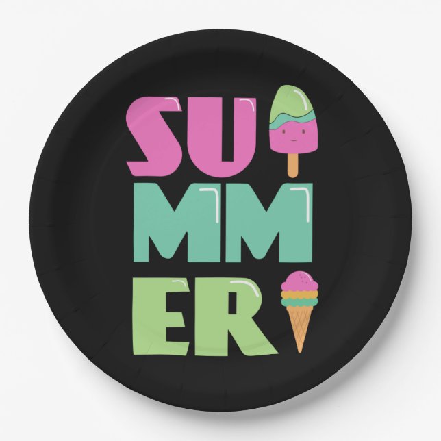 Good bye School Hello Summer Beach   Paper Plates (Front)