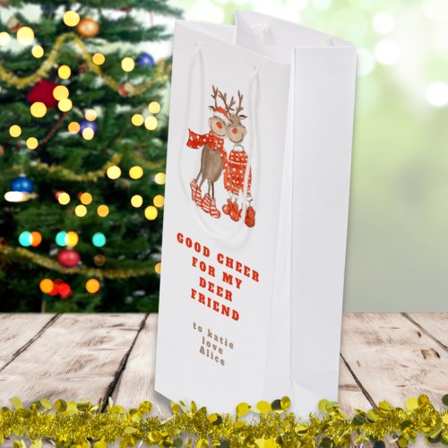 Good Cheer Deer Friend Reindeer Names Christmas   Wine Gift Bag